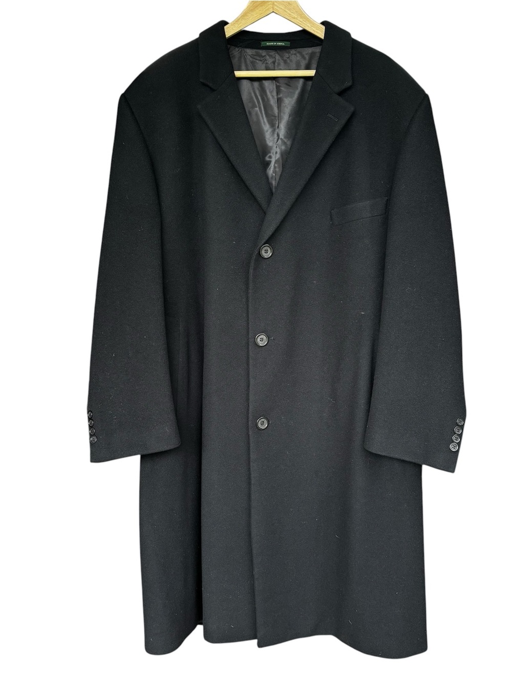 Lauren Ralph Lauren Winter Coat Mens 48R Black 100% Cashmere Overcoat Long